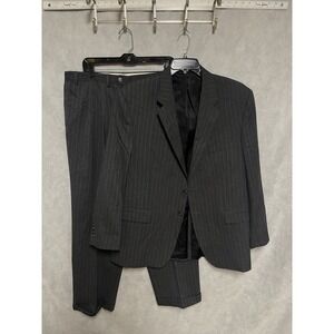 Chaps Suit Men's 44R Gray Striped 2B‎ Academia Pants 37X30 Luxury Ralph Lauren